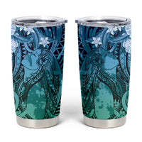 Pacific Beauty Girl Tumbler Cup Blue Polyneisan Tribal Vintage Motif LT9 Blue - Polynesian Pride