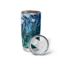 Pacific Beauty Girl Tumbler Cup Blue Polyneisan Tribal Vintage Motif LT9 - Polynesian Pride