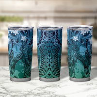 Pacific Beauty Girl Tumbler Cup Blue Polyneisan Tribal Vintage Motif LT9 - Polynesian Pride