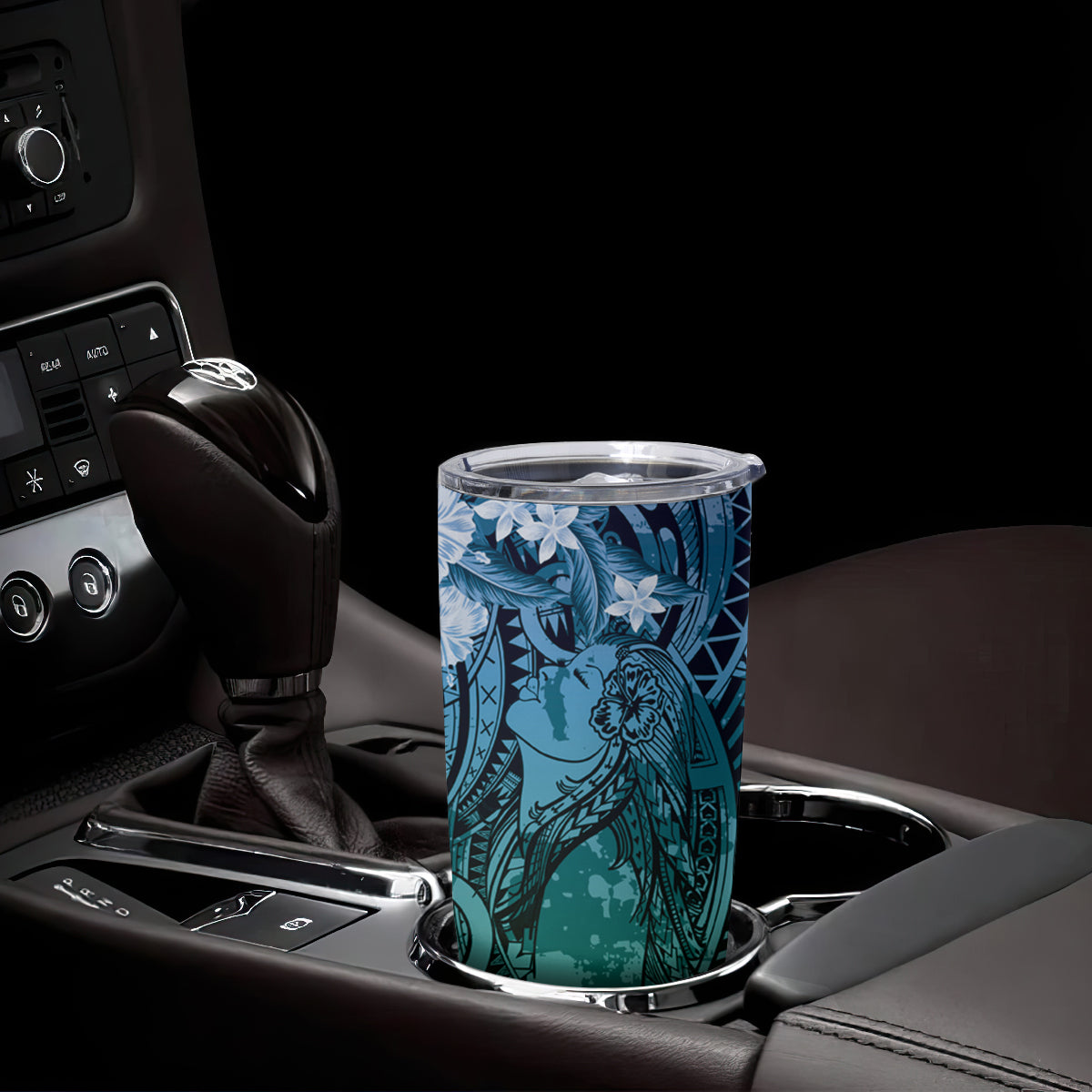 Pacific Beauty Girl Tumbler Cup Blue Polyneisan Tribal Vintage Motif LT9 - Polynesian Pride