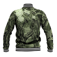 Pacific Beauty Girl Baseball Jacket Green Polyneisan Tribal Vintage Motif LT9 - Polynesian Pride