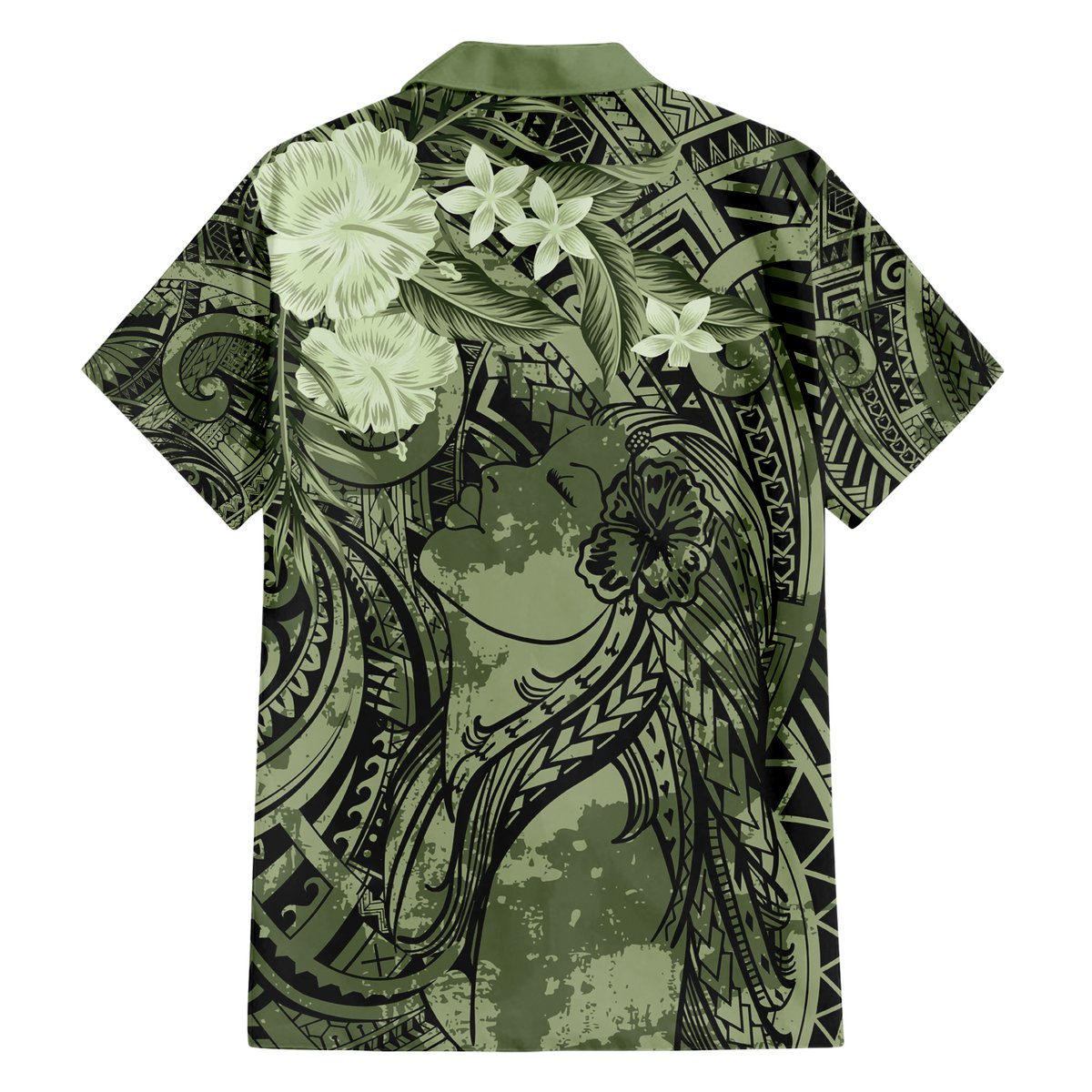 Pacific Beauty Girl Hawaiian Shirt Green Polyneisan Tribal Vintage Motif LT9 - Polynesian Pride
