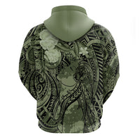 Pacific Beauty Girl Hoodie Green Polyneisan Tribal Vintage Motif LT9 - Polynesian Pride