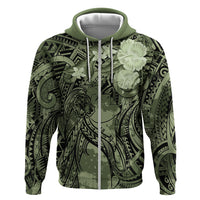 Pacific Beauty Girl Hoodie Green Polyneisan Tribal Vintage Motif LT9 Zip Hoodie Green - Polynesian Pride