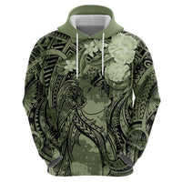 Pacific Beauty Girl Hoodie Green Polyneisan Tribal Vintage Motif LT9 - Polynesian Pride