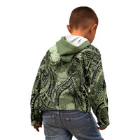 Pacific Beauty Girl Kid Hoodie Green Polyneisan Tribal Vintage Motif LT9 - Polynesian Pride