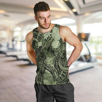 Pacific Beauty Girl Men Tank Top Green Polyneisan Tribal Vintage Motif LT9 Green - Polynesian Pride