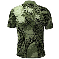 Pacific Beauty Girl Polo Shirt Green Polyneisan Tribal Vintage Motif LT9 - Polynesian Pride