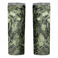 Pacific Beauty Girl Skinny Tumbler Green Polyneisan Tribal Vintage Motif LT9 Green - Polynesian Pride