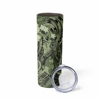 Pacific Beauty Girl Skinny Tumbler Green Polyneisan Tribal Vintage Motif LT9 - Polynesian Pride