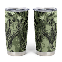 Pacific Beauty Girl Tumbler Cup Green Polyneisan Tribal Vintage Motif LT9 Green - Polynesian Pride