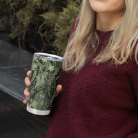 Pacific Beauty Girl Tumbler Cup Green Polyneisan Tribal Vintage Motif LT9 - Polynesian Pride