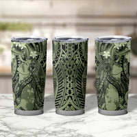 Pacific Beauty Girl Tumbler Cup Green Polyneisan Tribal Vintage Motif LT9 - Polynesian Pride