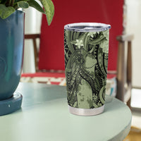 Pacific Beauty Girl Tumbler Cup Green Polyneisan Tribal Vintage Motif LT9 - Polynesian Pride