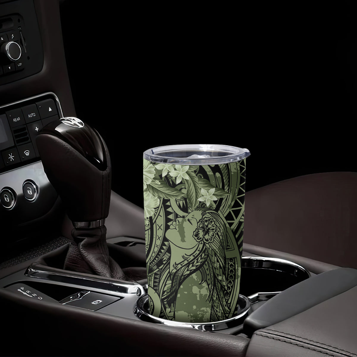 Pacific Beauty Girl Tumbler Cup Green Polyneisan Tribal Vintage Motif LT9 - Polynesian Pride
