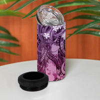 Pacific Beauty Girl 4 in 1 Can Cooler Tumbler Pink Polyneisan Tribal Vintage Motif LT9 - Polynesian Pride