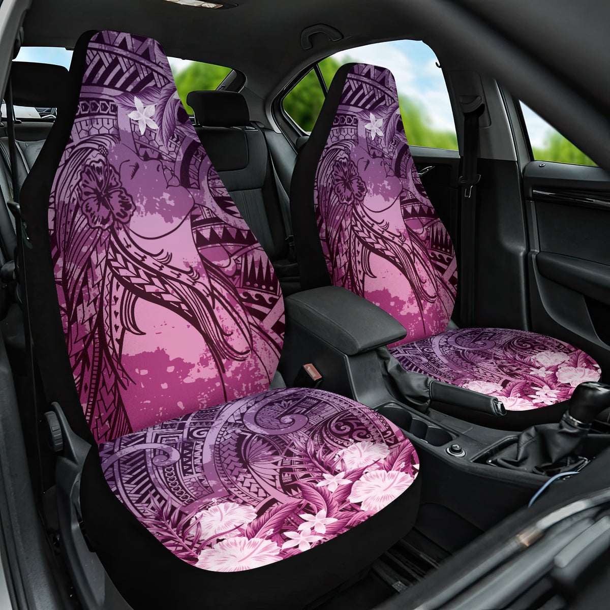 Pacific Beauty Girl Car Seat Cover Pink Polyneisan Tribal Vintage Motif LT9 One Size Pink - Polynesian Pride