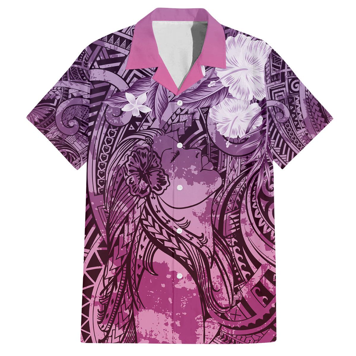 Pacific Beauty Girl Family Matching Long Sleeve Bodycon Dress and Hawaiian Shirt Pink Polyneisan Tribal Vintage Motif LT9 Dad's Shirt - Short Sleeve Pink - Polynesian Pride