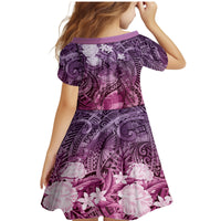 Pacific Beauty Girl Family Matching Mermaid Dress and Hawaiian Shirt Pink Polyneisan Tribal Vintage Motif LT9 - Polynesian Pride