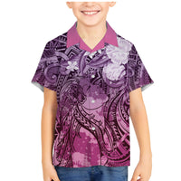 Pacific Beauty Girl Family Matching Mermaid Dress and Hawaiian Shirt Pink Polyneisan Tribal Vintage Motif LT9 Son's Shirt Pink - Polynesian Pride