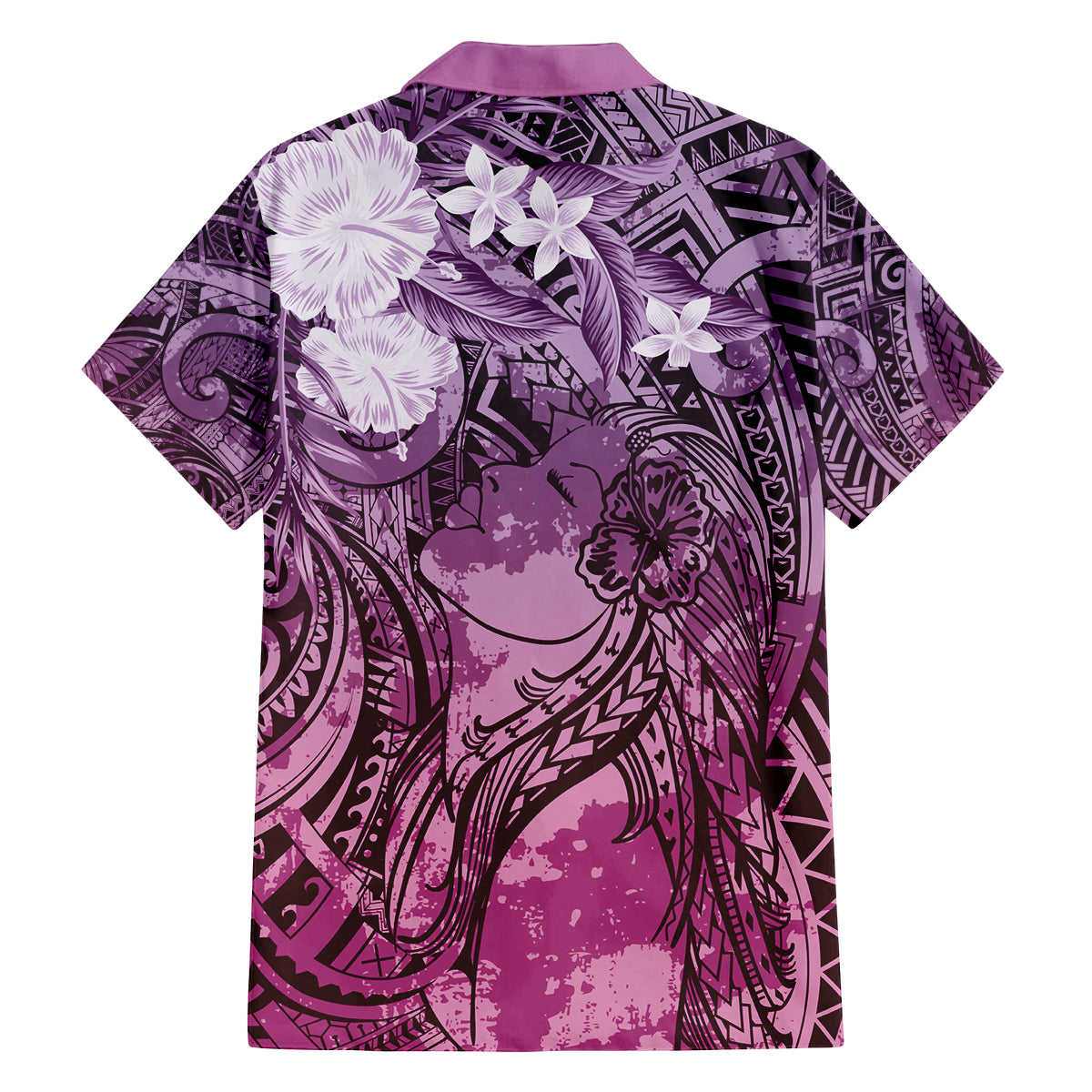 Pacific Beauty Girl Family Matching Off Shoulder Maxi Dress and Hawaiian Shirt Pink Polyneisan Tribal Vintage Motif LT9 - Polynesian Pride