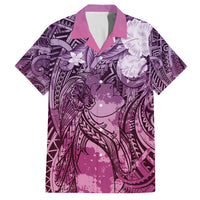 Pacific Beauty Girl Family Matching Tank Maxi Dress and Hawaiian Shirt Pink Polyneisan Tribal Vintage Motif LT9 Dad's Shirt - Short Sleeve Pink - Polynesian Pride