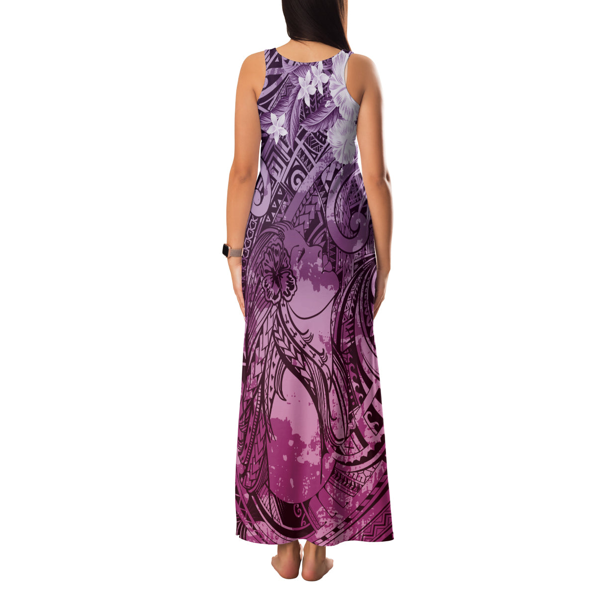 Pacific Beauty Girl Family Matching Tank Maxi Dress and Hawaiian Shirt Pink Polyneisan Tribal Vintage Motif LT9 - Polynesian Pride
