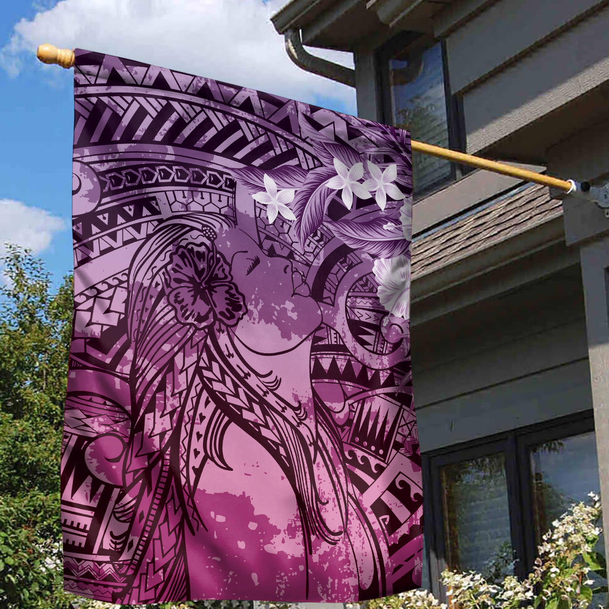 Pacific Beauty Girl Garden Flag Pink Polyneisan Tribal Vintage Motif LT9 - Polynesian Pride