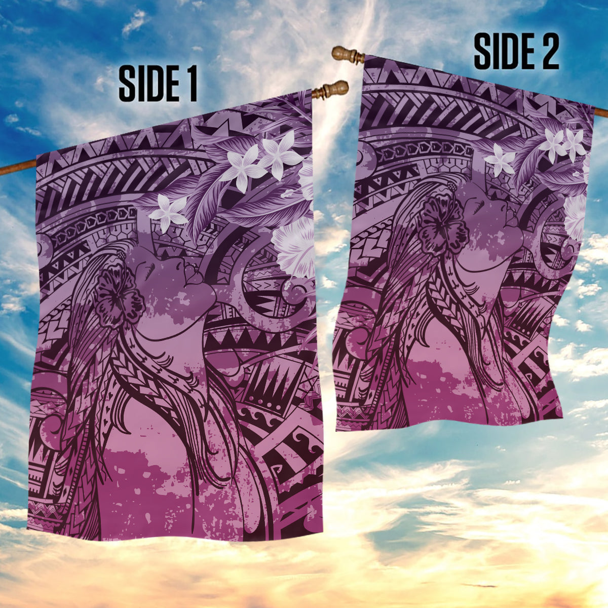 Pacific Beauty Girl Garden Flag Pink Polyneisan Tribal Vintage Motif LT9 - Polynesian Pride