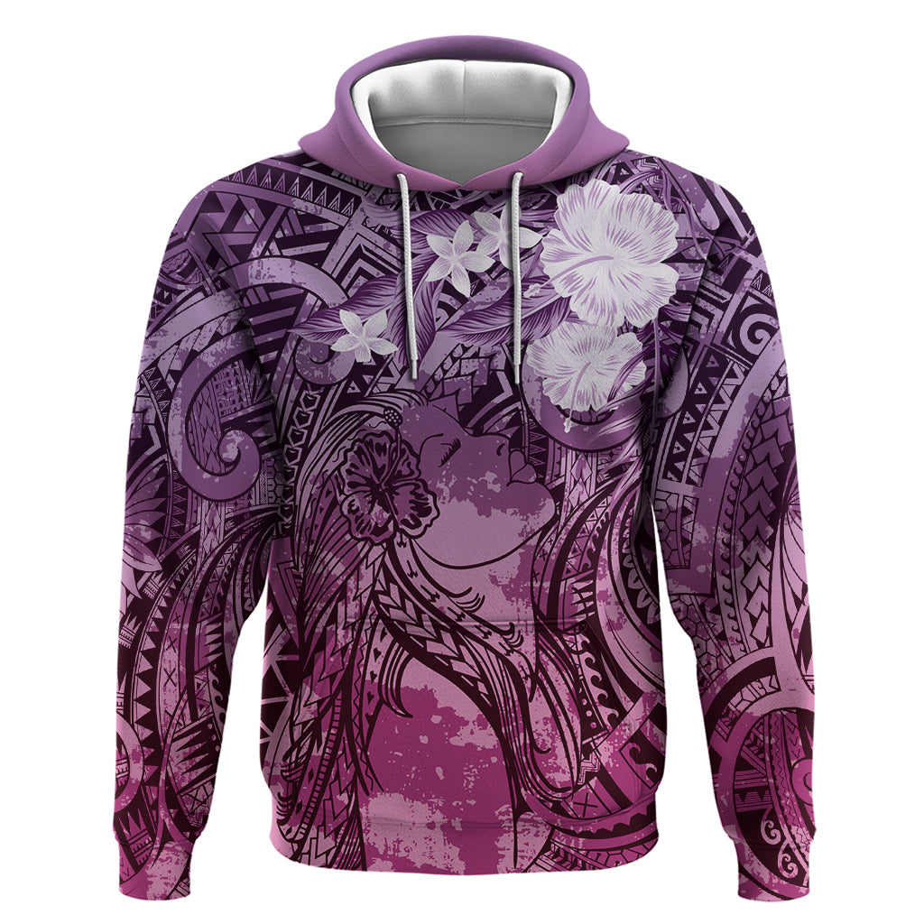 Pacific Beauty Girl Hoodie Pink Polyneisan Tribal Vintage Motif LT9 Pullover Hoodie Pink - Polynesian Pride