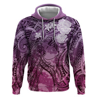 Pacific Beauty Girl Hoodie Pink Polyneisan Tribal Vintage Motif LT9 Pullover Hoodie Pink - Polynesian Pride