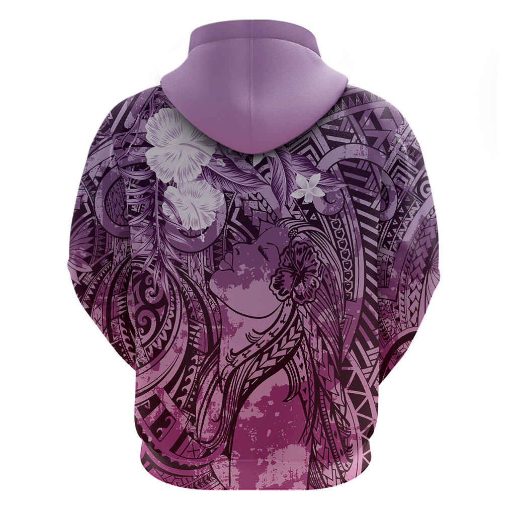 Pacific Beauty Girl Hoodie Pink Polyneisan Tribal Vintage Motif LT9 - Polynesian Pride
