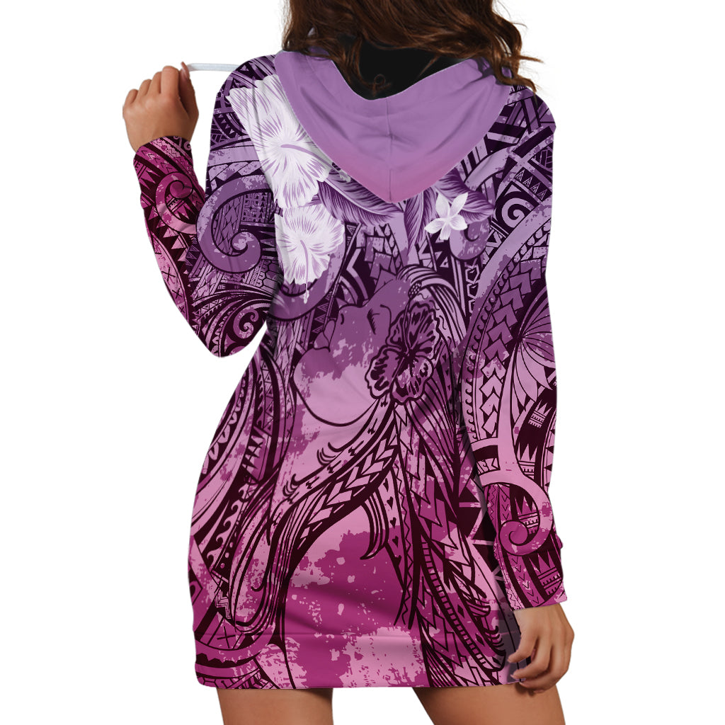 Pacific Beauty Girl Hoodie Dress Pink Polyneisan Tribal Vintage Motif LT9 - Polynesian Pride