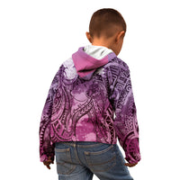 Pacific Beauty Girl Kid Hoodie Pink Polyneisan Tribal Vintage Motif LT9 - Polynesian Pride