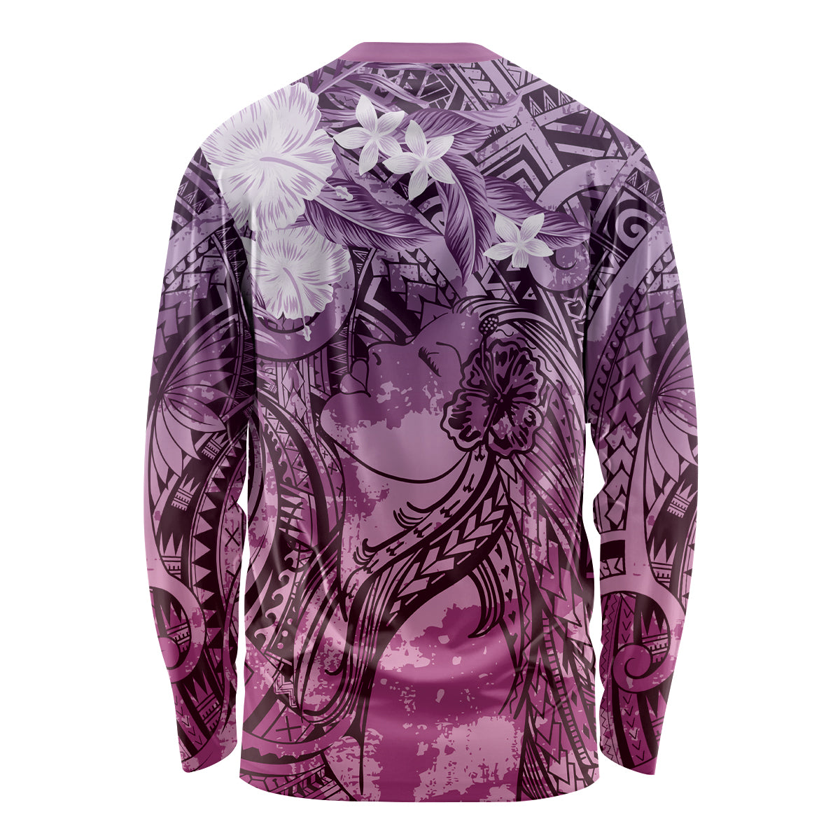 Pacific Beauty Girl Long Sleeve Shirt Pink Polyneisan Tribal Vintage Motif LT9 - Polynesian Pride