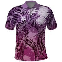 Pacific Beauty Girl Polo Shirt Pink Polyneisan Tribal Vintage Motif LT9 Pink - Polynesian Pride