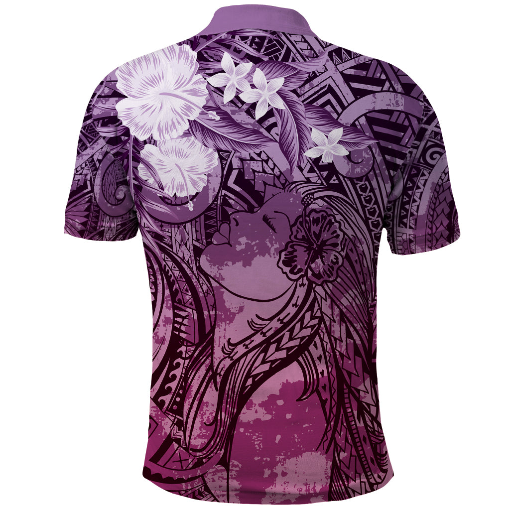 Pacific Beauty Girl Polo Shirt Pink Polyneisan Tribal Vintage Motif LT9 - Polynesian Pride