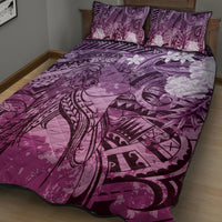 Pacific Beauty Girl Quilt Bed Set Pink Polyneisan Tribal Vintage Motif