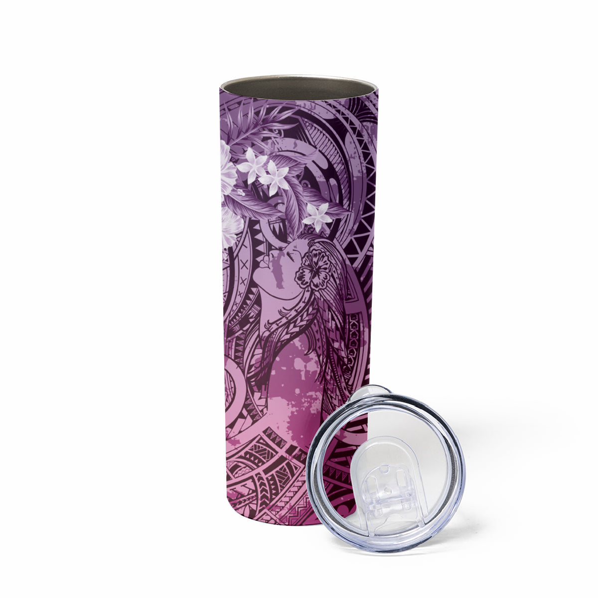 Pacific Beauty Girl Skinny Tumbler Pink Polyneisan Tribal Vintage Motif LT9 - Polynesian Pride