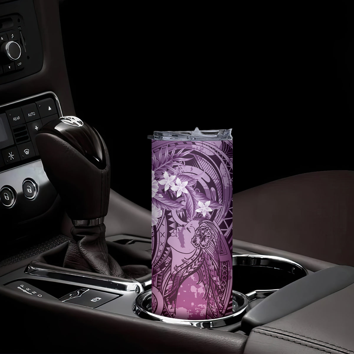 Pacific Beauty Girl Skinny Tumbler Pink Polyneisan Tribal Vintage Motif LT9 - Polynesian Pride