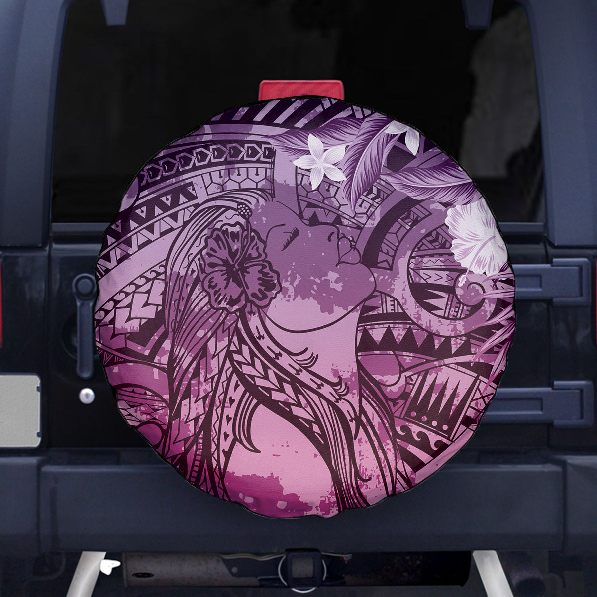 Pacific Beauty Girl Spare Tire Cover Pink Polyneisan Tribal Vintage Motif LT9 - Polynesian Pride