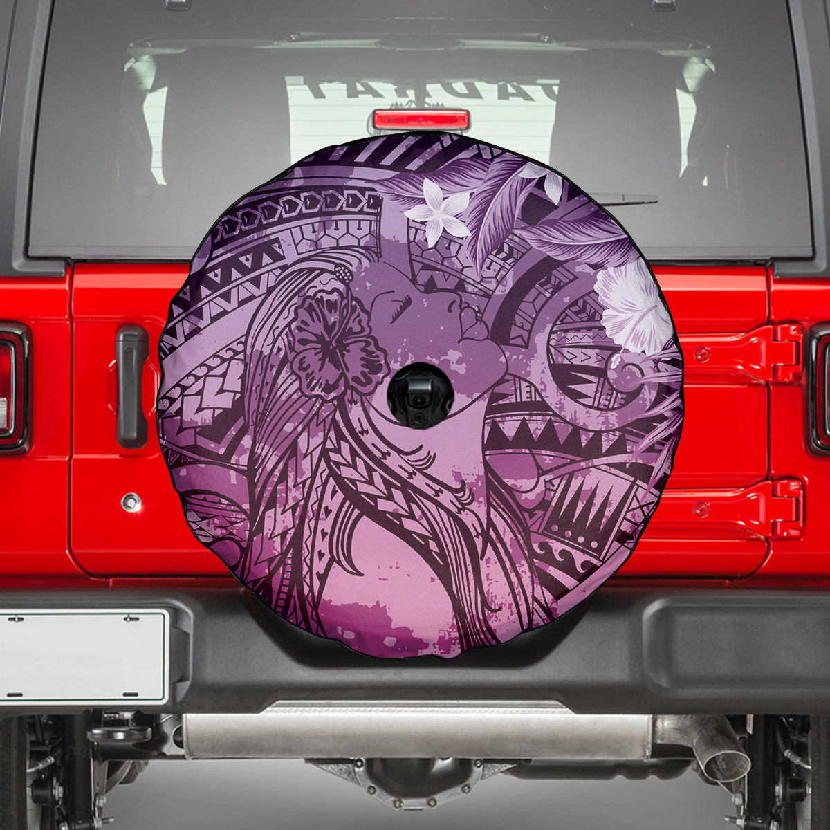 Pacific Beauty Girl Spare Tire Cover Pink Polyneisan Tribal Vintage Motif LT9 - Polynesian Pride