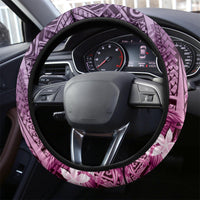 Pacific Beauty Girl Steering Wheel Cover Pink Polyneisan Tribal Vintage Motif LT9 - Polynesian Pride