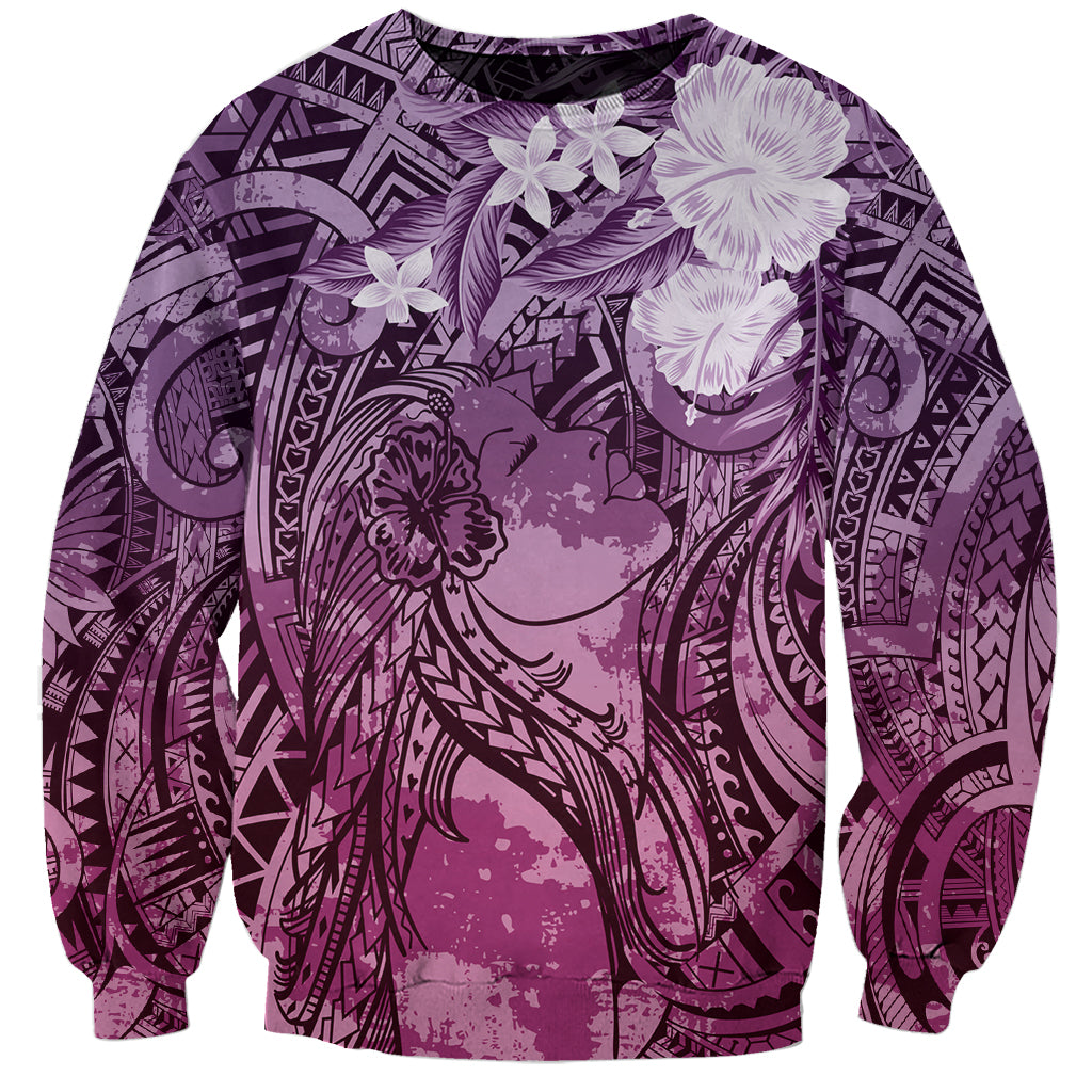 Pacific Beauty Girl Sweatshirt Pink Polyneisan Tribal Vintage Motif