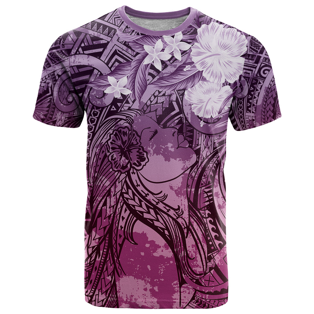 Pacific Beauty Girl T Shirt Pink Polyneisan Tribal Vintage Motif LT9 Pink - Polynesian Pride
