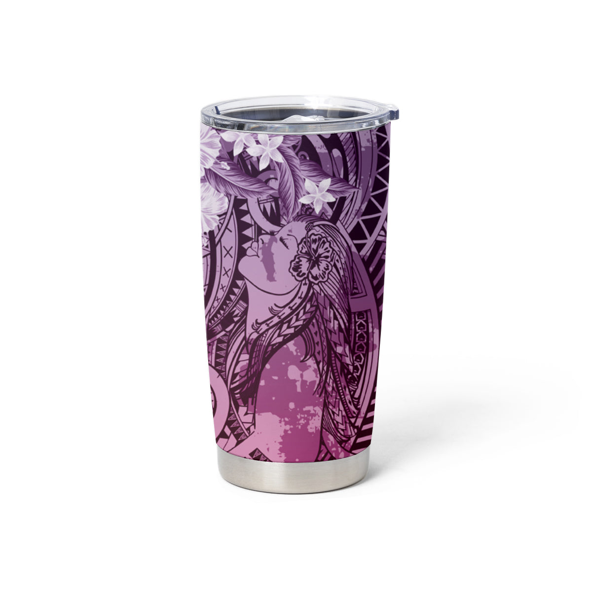 Pacific Beauty Girl Tumbler Cup Pink Polyneisan Tribal Vintage Motif LT9 - Polynesian Pride