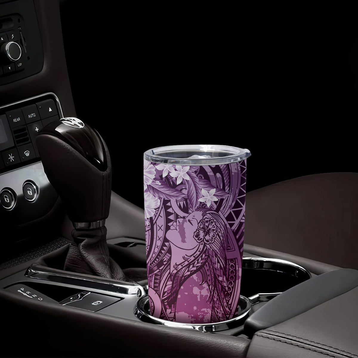 Pacific Beauty Girl Tumbler Cup Pink Polyneisan Tribal Vintage Motif LT9 - Polynesian Pride