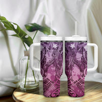 Pacific Beauty Girl Tumbler With Handle Pink Polyneisan Tribal Vintage Motif LT9 - Polynesian Pride