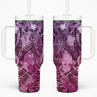 Pacific Beauty Girl Tumbler With Handle Pink Polyneisan Tribal Vintage Motif LT9 One Size: 40 oz Pink - Polynesian Pride