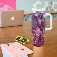 Pacific Beauty Girl Tumbler With Handle Pink Polyneisan Tribal Vintage Motif LT9 - Polynesian Pride